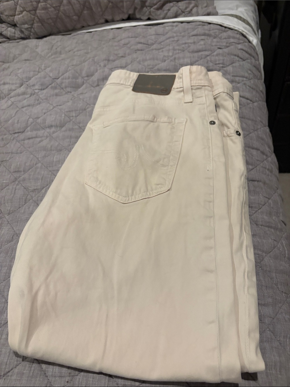 Ag Adriano Goldschmied Men's Cream Straight Jeans